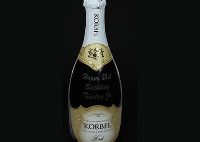 Laser engraved stemless champagne bottle
