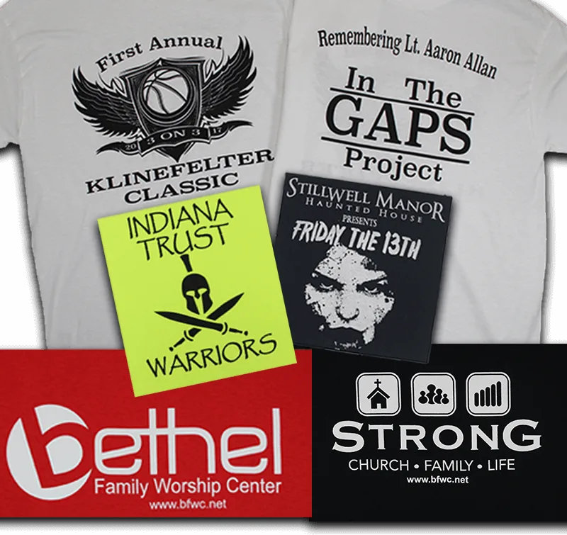 One-color screen printing samples