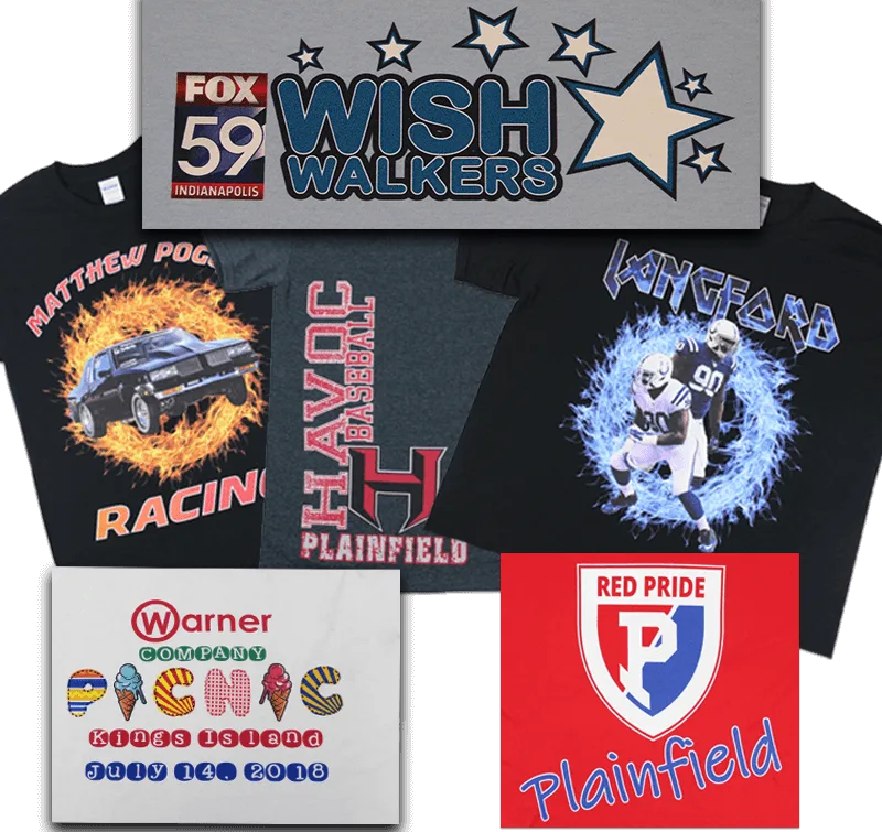 Examples of DTG printed apparel
